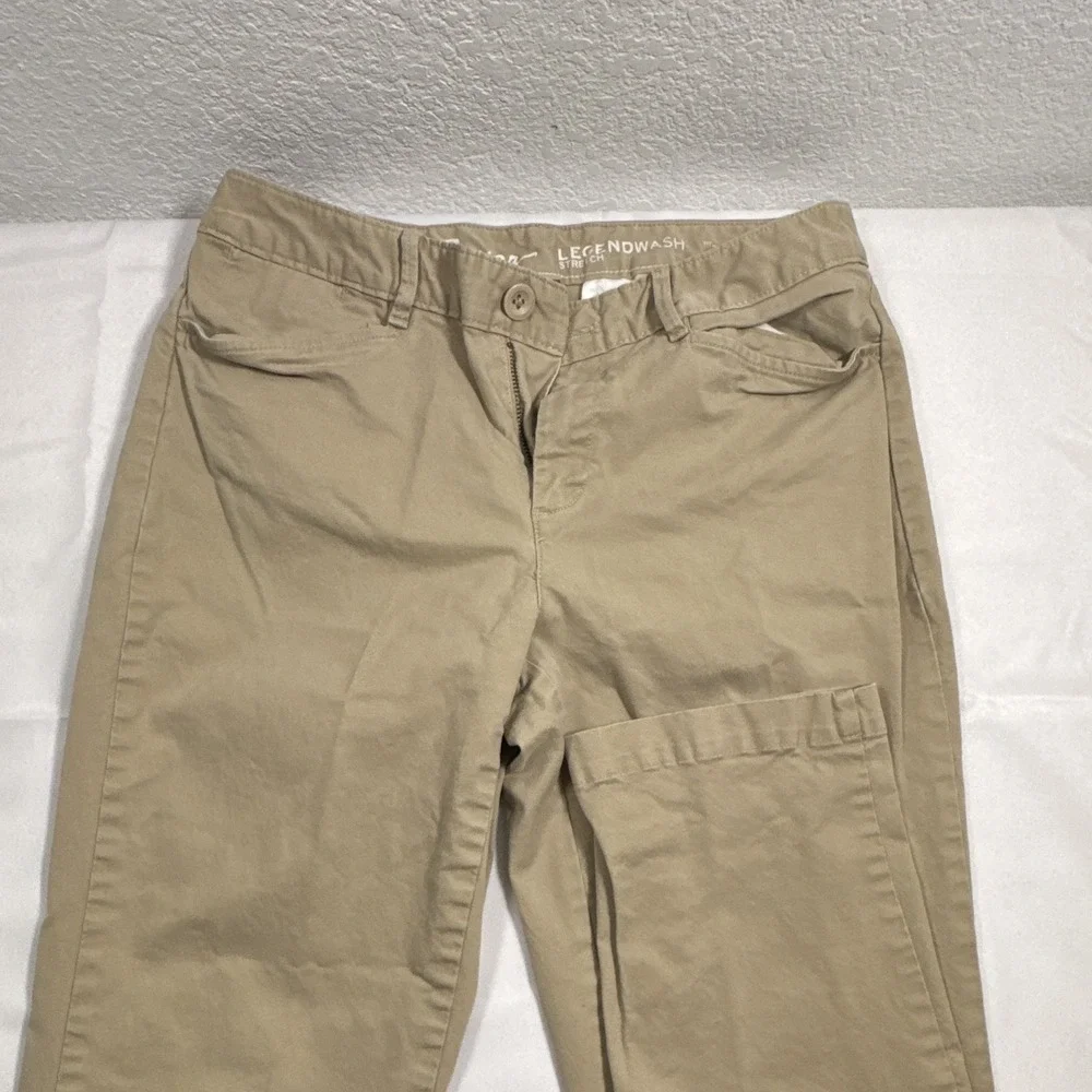 Eddie Bauer Legendwash Beige Chino Pants 32W Size 6 Curvy Flat Front Stretch